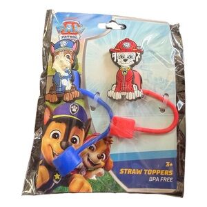 Nickelodeon Paw Patrol Straw Toppers Chase & Marshall BPA Free Kids Cup NIP